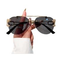 Óculos De Sol Vintage Unissex Estilo Piloto Sem Armação Com Lentes Gradientes Azuis Marca De Moda