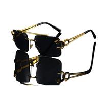 Óculos De Sol Vintage Unissex Sem Armação Dourada, Anti-reflexo, Estilo Fashion Para Viagens Ao Ar