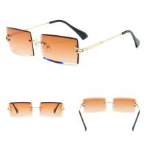 Óculos de Sol Wokex Retangular Dourado com Lentes Marrons - UV400