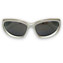 Óculos de sol y2k esportivo espelhado prateado colorido hype oval blogueira trap ccl