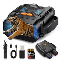 Óculos de Visão Noturna, Binóculos de Visão Noturna para Adultos com Zoom Digital 10X e Binóculos Infravermelhos 7X com Cartão TF de 64GB para Fotos e Vídeos, Ideal para Acampamento ao Ar Livre e Observação da Vida Selvagem