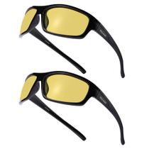 Óculos de visão noturna POLARKING Wrap Around Yellow Lens, pacote com 2