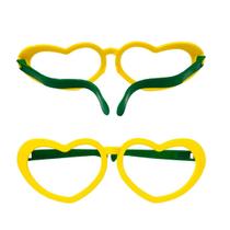 Óculos Divertido Grande Coração Verde E Amarelo Copa.
