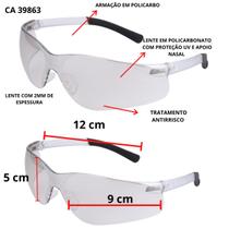 Oculos Epi Segurança Trabalho Proteçao Uv Antirrisco 3 Unids Ca Transparente In Out Serviços Gerais - STEELFLEX