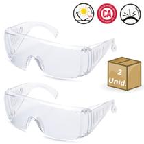 Oculos Epi Segurança Uv Ca Sobrepor Incolor Proteçao Anti Risco Frontal Lateral Trabalho kit 2 Unids - STEELFLEX PRO TECH CA39459