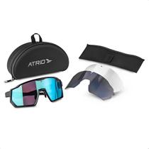 Óculos Esportivo Ciclismo com 3 Lentes Diferentes para Usar Proteção UV Sprinter Blue White Atrio - BI232