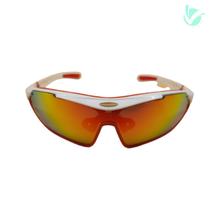 Óculos esportivo com lente espelhada color e armação branca e vermelha UV400 polarizado - Vibes