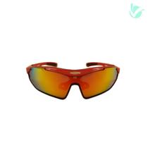 Óculos esportivo com lente espelhada color e armação vermelha UV400 polarizado Óculos esportivo com lente espelhada color e armação vermelha UV400 polarizado