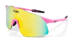 Óculos Esportivo HUPI Ciclismo com Proteção UV Angliru Rosa/Preto Lente Dourado Espelhado Feminino