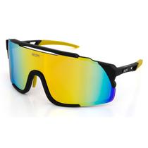 Óculos Esportivo Hupi Eagle Preto e Amarelo Fosco Lente Dourada Espelhada Óculos Esportivo Hupi Eagle Preto e Amarelo Fosco Lente Dourada Espelhada