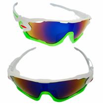 Óculos Esportivo Stanley Bike Ciclismo Mtb Speed Proteção Uv 400 Branco Verde Azul Espelhado