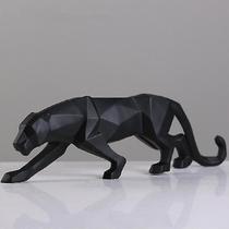 Óculos estatueta de estátua de leopardo moderno abstrato estilo geométrico resina pantera animal miniaturas grandes