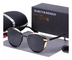 Óculos Feminino Gatinho Barcur Preto e Dourado Box Óculos Feminino Gatinho Barcur Preto e Dourado Box