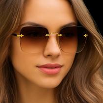 Óculos Feminino Square De Sol Quadrado Dourado S/aro Degradê ORIGINAL - OMG