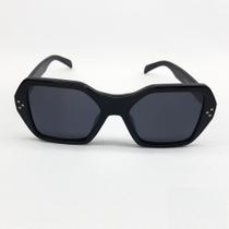Óculos Feminino Vintage Clássico Preto Quadrado Proteção UV e Lente Polarizada Escura JHV 173