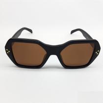 Óculos Feminino Vintage Clássico Preto Quadrado Proteção UV e Lente Polarizada JHV 163