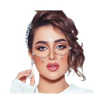 Óculos Femininos De Luxo Com Armação De Strass, Pingente De Cristal, Meia Armação, Máscara De Joias