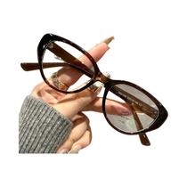 Óculos Femininos Retrô Olho De Gato Com Armação Preta Anti-luz Azul Para Miopia Rosto Pequeno 9027