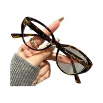 Óculos Femininos Retrô Olho De Gato Com Armação Preta Anti-luz Azul Para Miopia Rosto Pequeno 9027
