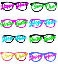 Óculos Festas Neon Luz Negra Palavras Relevo Kit C/ 5 Pçs