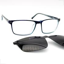 Óculos Grau Clip On Armação Grande Quadrado Tr90 Polarizado