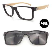 Óculos Hb 0339 261 Armação Grau Preto Mad com 1 Clipon Solar Óculos Hb 0339 261 Armação Grau Preto Mad com 1 Clipon Solar
