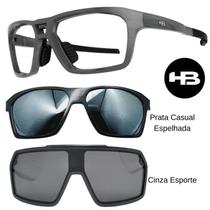 Oculos Hb Presto Grafeno 010399 Com 2 Clipons Cinza E Prata