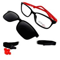 Óculos Infantil Silmo e Clip on SK261253 Preto e Vermelho