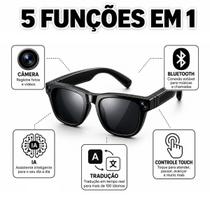 Óculos Inteligente de Sol 4K Full HD com Câmera e IA, Kit 3 Lentes, Bluetooth, Wifi e Tradução - Microwear
