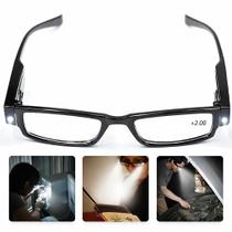 Oculos leitura led iluminado grau 2.0 lupa diotria multi foco longe armacao unissex feminino masculino