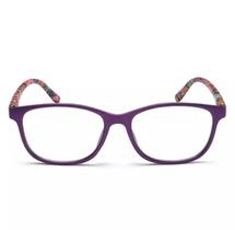 Óculos Leitura Presbiopia Flexivel Roxo Redondo Grau Design Floral