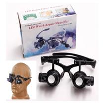 Oculos Lupa Cabeca 20X Profissional Luz Dupla Lente Aumento