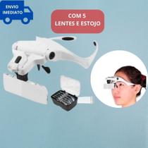 Óculos Lupa de Cabeça Led com Elástico e 5 Lentes Dentista Costura - 08COMMERCE