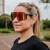 Óculos - Mascara: Caraíva - preto/laranja - Formato: bike - VELO