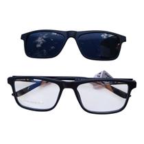 Óculos Masculino 2 em 1 Clip-on Acetato UV400 Sol e Grau