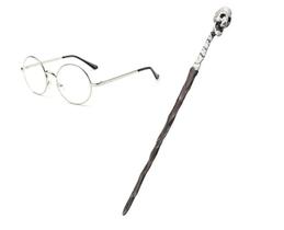 Óculos Metal Com Lente E Varinha Harry Potter Bruxo Festa - Morte 2 - Bazar