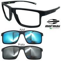 Oculos Mormaii 6127 Swap 5 A14 Com 2 Clipons Azul e Prata Oculos Mormaii 6127 Swap 5 A14 Com 2 Clipons Azul e Prata