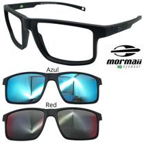 Oculos Mormaii 6127 Swap 5 A14 Com 2 Clipons Azul e Red Oculos Mormaii 6127 Swap 5 A14 Com 2 Clipons Azul e Red
