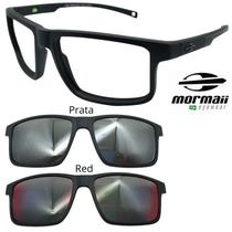 Oculos Mormaii 6127 Swap 5 A14 Com 2 Clipons Red e Prata Oculos Mormaii 6127 Swap 5 A14 Com 2 Clipons Red e Prata
