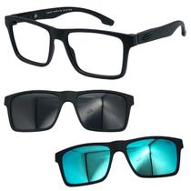 Oculos Mormaii 6153 A14 Preto Fosco Com Clipon Cinza e Azul Oculos Mormaii 6153 A14 Preto Fosco Com Clipon Cinza e Azul