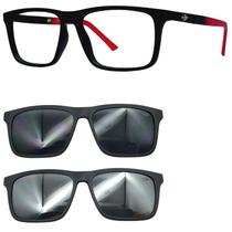 Oculos Mormaii Swap 4 6112 A82 com 2 Clip On Cinza e Prata Oculos Mormaii Swap 4 6112 A82 com 2 Clip On Cinza e Prata