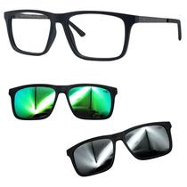 Oculos Mormaii Swap 6 A14 6132 Com 2 Clipons Verde e Prata Oculos Mormaii Swap 6 A14 6132 Com 2 Clipons Verde e Prata