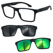 Oculos Mormaii Swap NG 2 6153 A14 com 2 Clipon Cinza e Verde Oculos Mormaii Swap NG 2 6153 A14 com 2 Clipon Cinza e Verde
