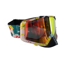 Óculos Motocross Enduro Fury Jet Adventure Branco/Vermelho Com Proteção Nasal e Pino