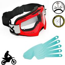 Oculos Motocross Enduro Trilha Transparente Incolor Tear Off Antirrisco Speed Corrida Rally Cross - Mattos Racing