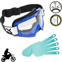 Oculos Motocross Enduro Trilha Transparente Incolor Tear Off Antirrisco Speed Corrida Rally Cross - Mattos Racing