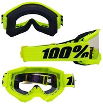 Óculos Motocross Trilha Enduro Downhill Bike 100% Strata 2 Amarelo