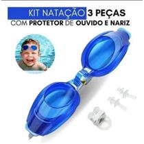Óculos Natação Infantil e Protetores de Ouvido e Nariz - Ideal para Praia e Piscina