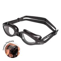 Óculos Natação Poker Nilo Lentes Flexíveis High Preto Adulto