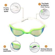 Óculos Natação PRO Espelhado Leader Speed Pro Verde
